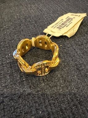 Michael Kors Gold-Tone Braided Logo Stretch Ring